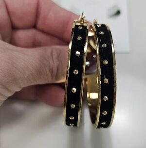 Kate Spade Elegant Black and Gold Hoop Earrings